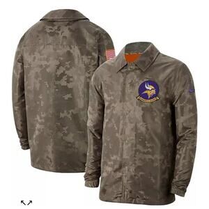 Nike Minnesota Vikings 2019 Salute To Service Sideline Full-Snap Camo Jacket Med